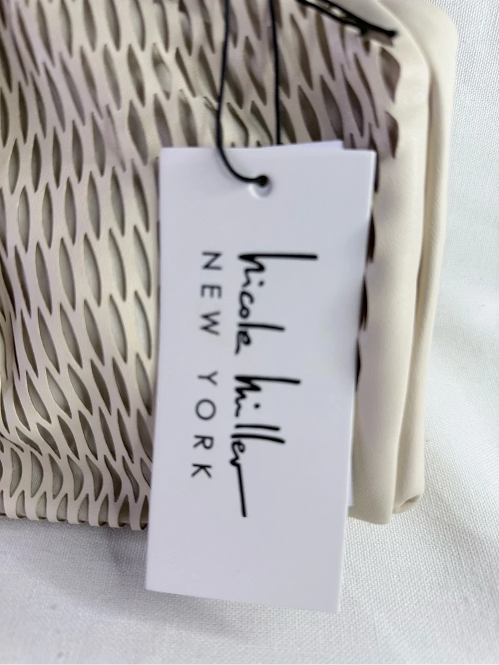 Nicole Miller Cream Mesh-Accent handbag
